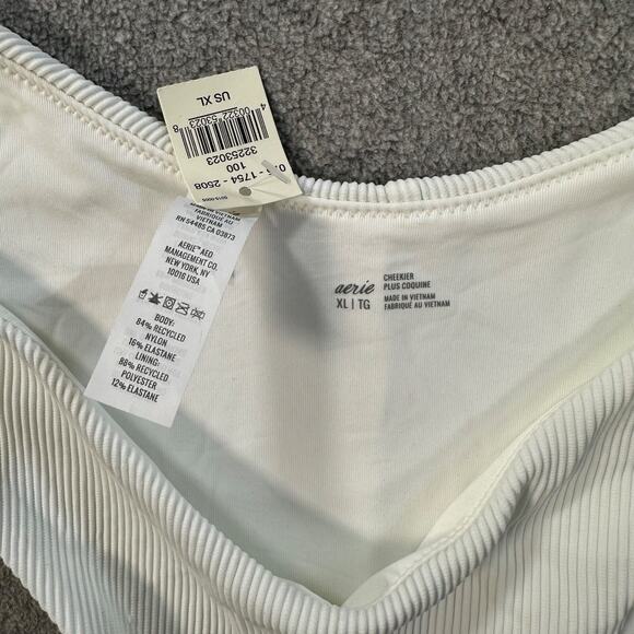 Aerie Cheekier White Ribbed Bikini Bottom Size X-Large Swim Beach New - Picture 4 of 7